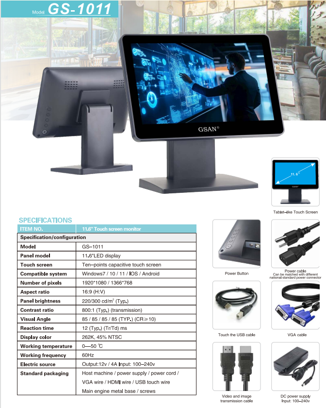 Monitor de 11.6 pulgadas