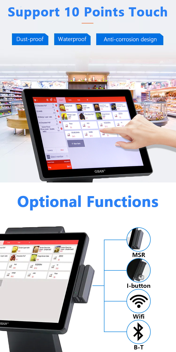 admiten 10 puntos Touch POS Sistema POS 