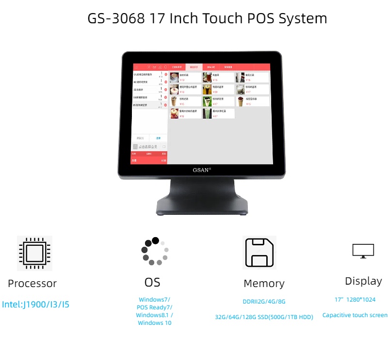 3068 Sistema POS de pantalla táctil Parámetro 