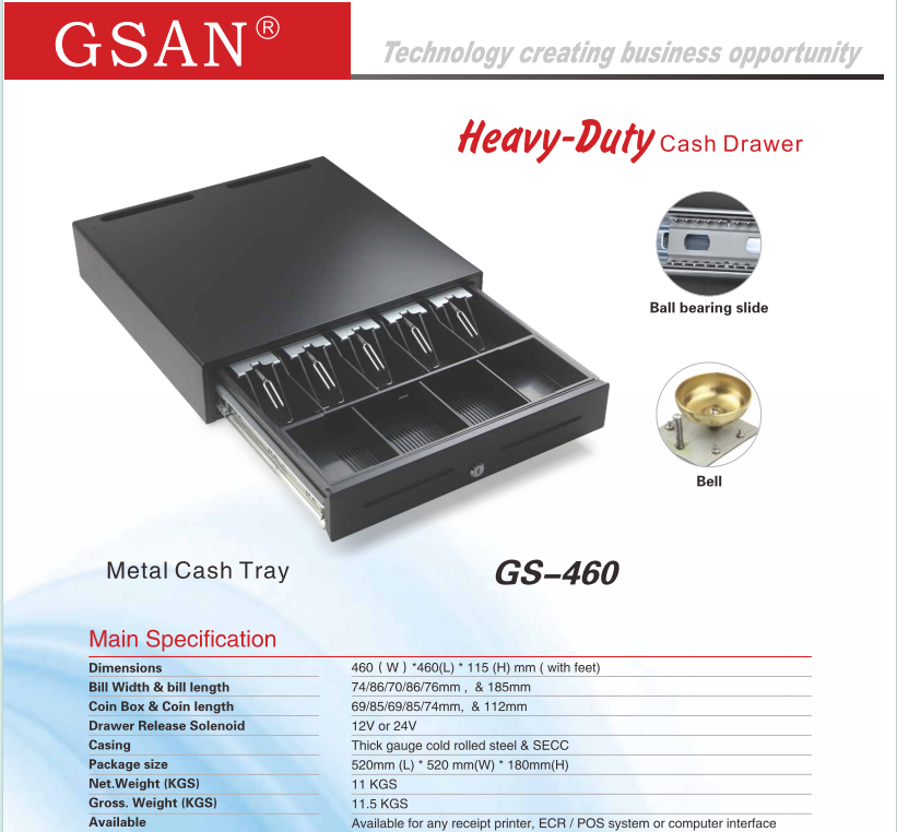 Caj&oacute;n de efectivo 460 