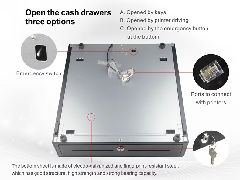 base del cajón de dinero pos