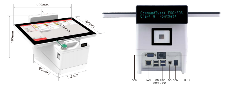 Tamaño e interfaz del hardware del sistema pos digital