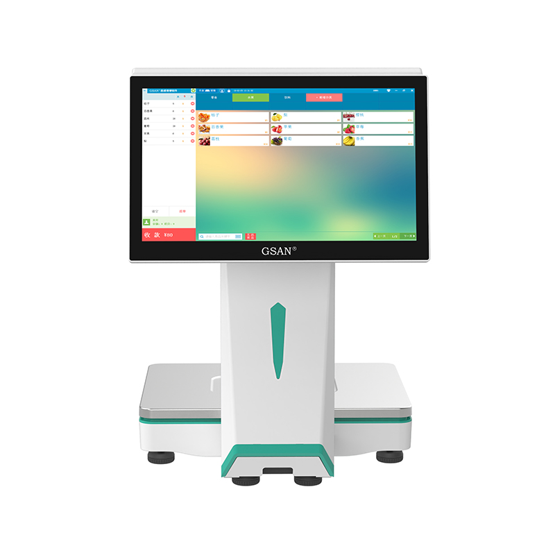 Sistema de la posición de la pantalla táctil de la caja registradora de AI Digital con balanzas