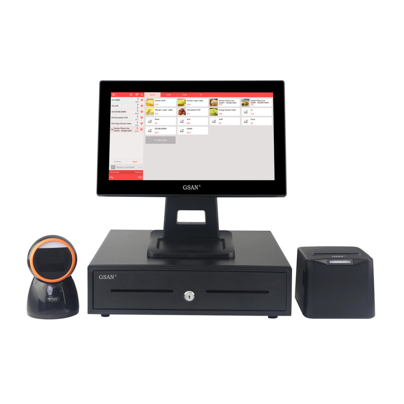 GS-A4 Todo en una pantalla táctil Sistema POS Máquina de efectivo de escritorio