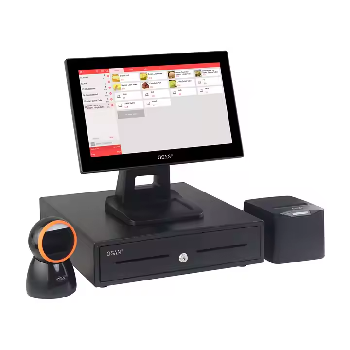 GS-A4 Todo en una pantalla táctil Sistema POS Máquina de efectivo de escritorio