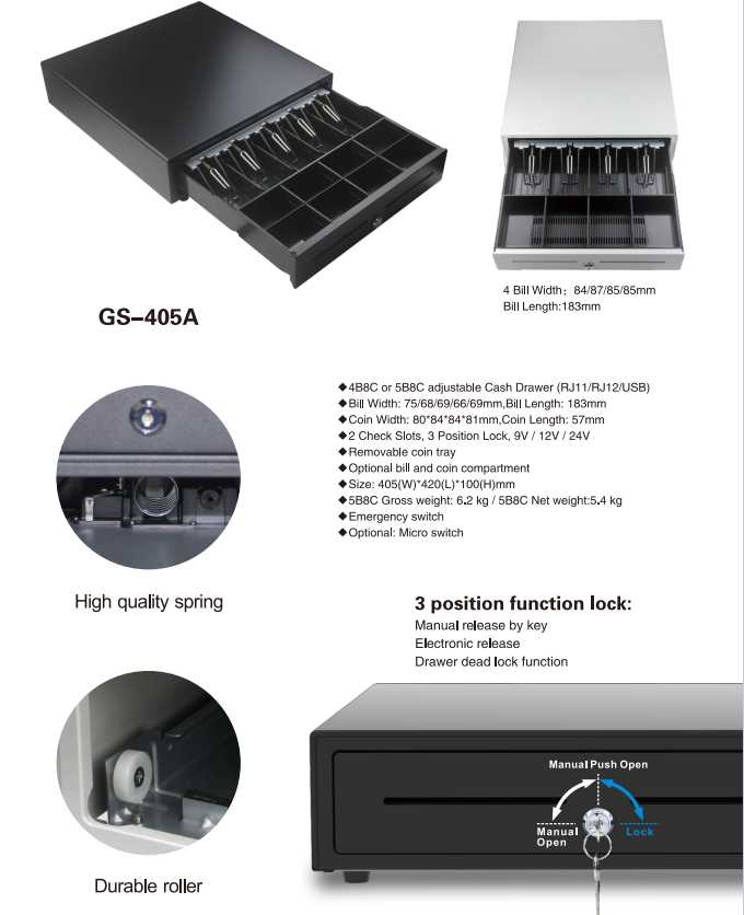 Ventajas del caj&oacute;n de efectivo 405A